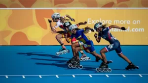 Diverse group of female inline skaters united, representing the vibrant community and empowerment in roller sports deprojekt